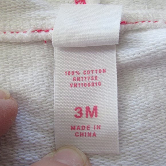 Circo Zip Up Hooded Jacket Girls Size 3M White Pink Stitch Long‎ Sleeve Coat - Picture 3 of 5